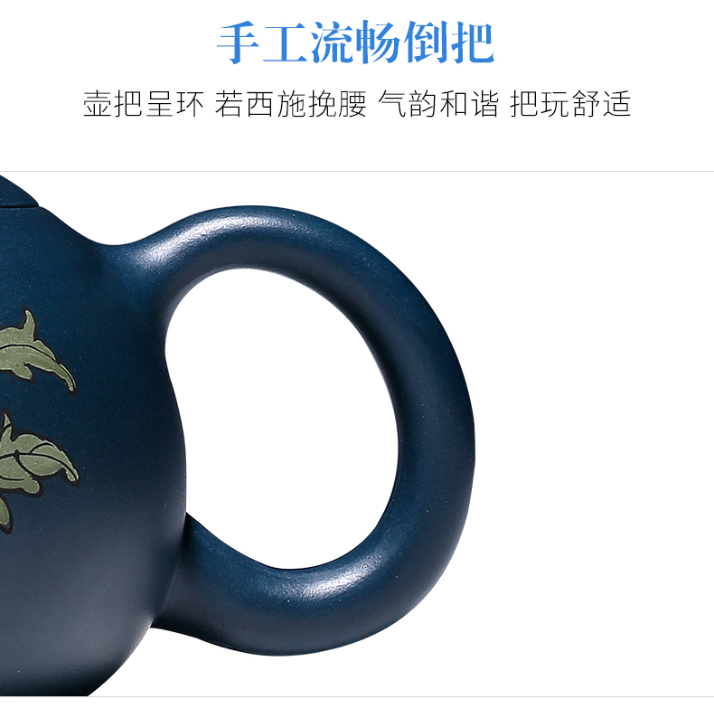 純手工紫砂壺，小巧琺瑯印花紫砂壺